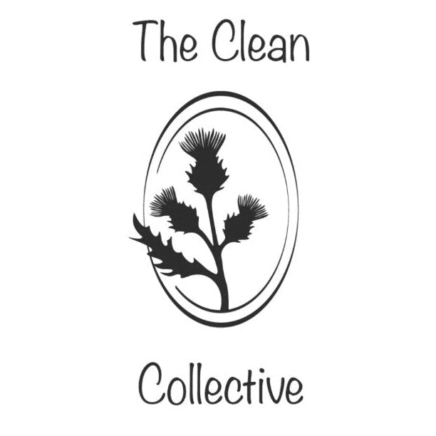 Logo of 'The Clean Collective' with a black thistle design on a white background