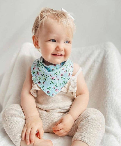 Vintage Blue Rose bandana dribble bib cotton and fleece baby bib