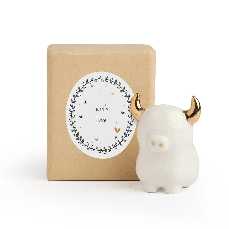 Porcelain sentiment tokens by Belly Button Designs with gold detailing presented in matching gift boxes