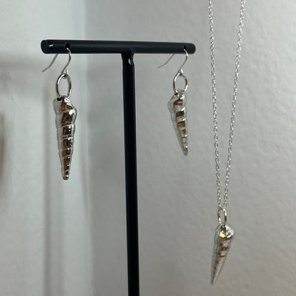 Pewter shell necklace and earring set handmade in Scotland cast from real shells jewellery