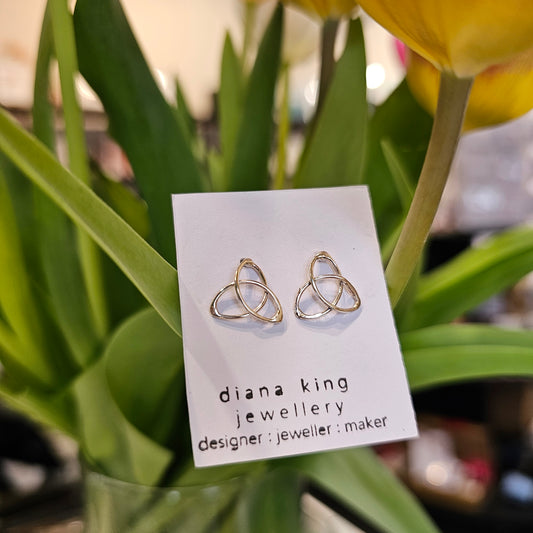 Sterling silver triquetra stud earrings by Diana King handmade in Perthshire