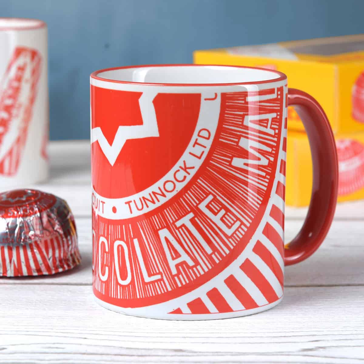 Tunnock’s Teacake earthenware mug by Scottish artist Gillian Kyle printed in the UK