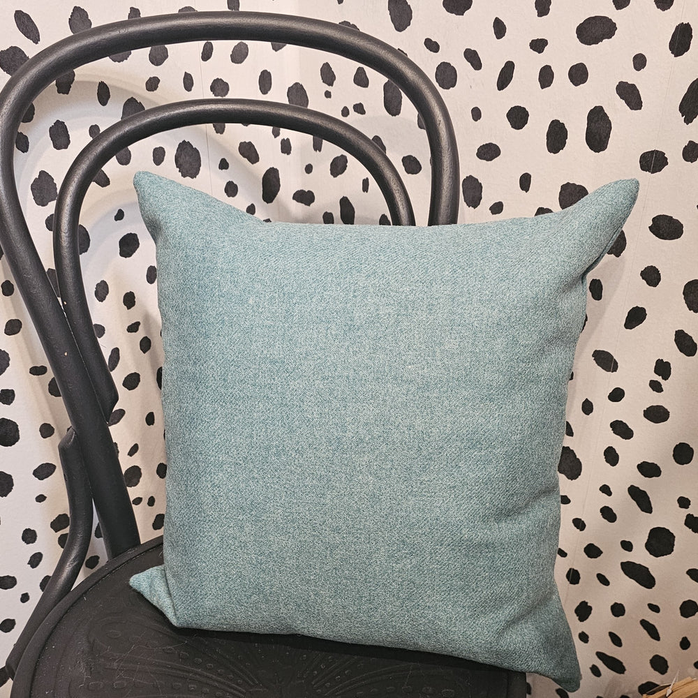 TURQUOISE PLAIN TWEED SQUARE CUSHION