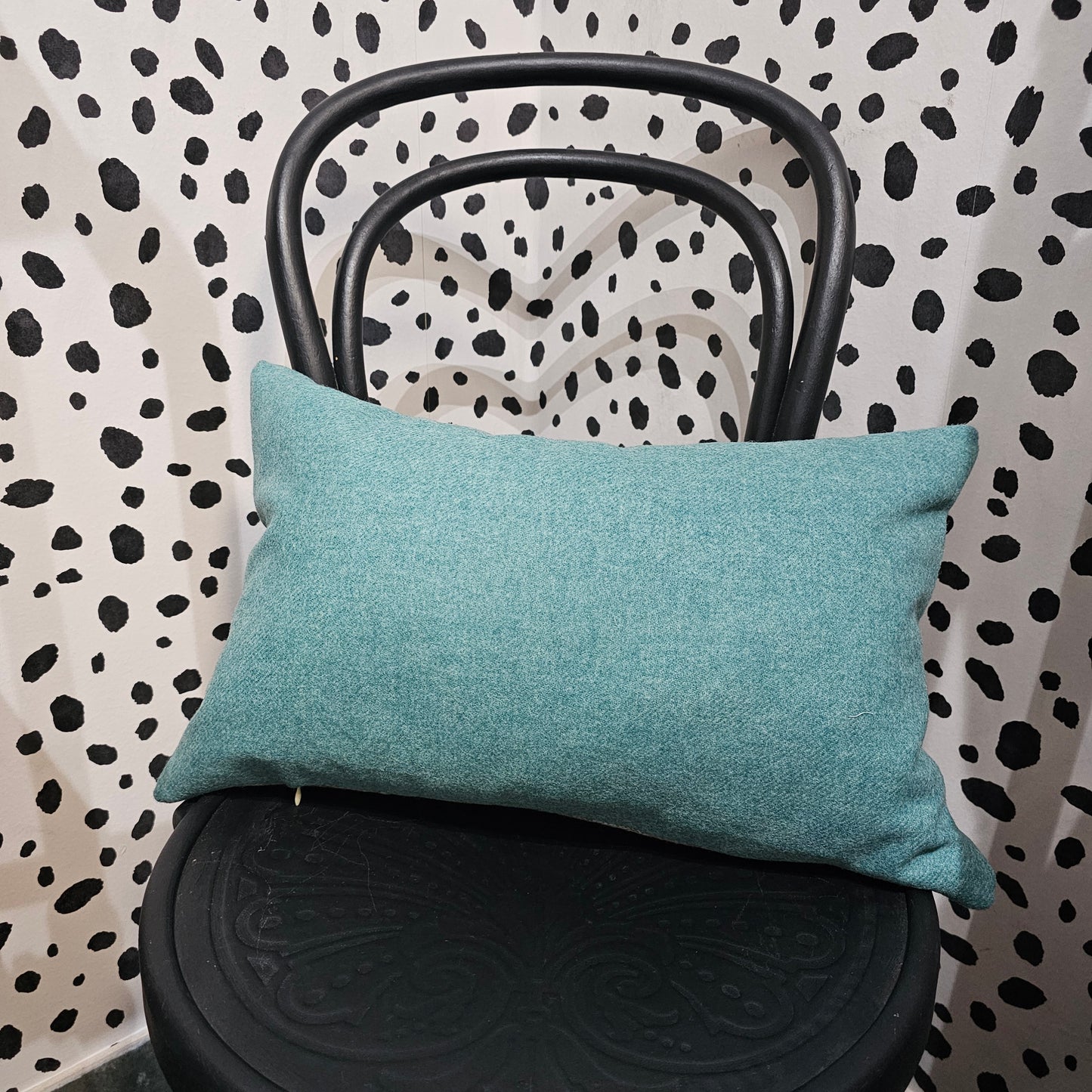 Turquoise tweed long cushion feather filled Silvera Upholstery