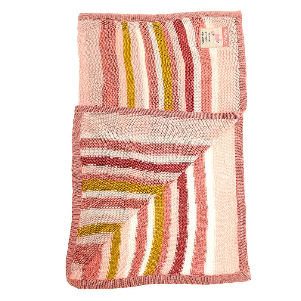 Cosatto knitted stripe baby blanket by Ziggle 100% cotton pram blanket 90 x 70 cm
