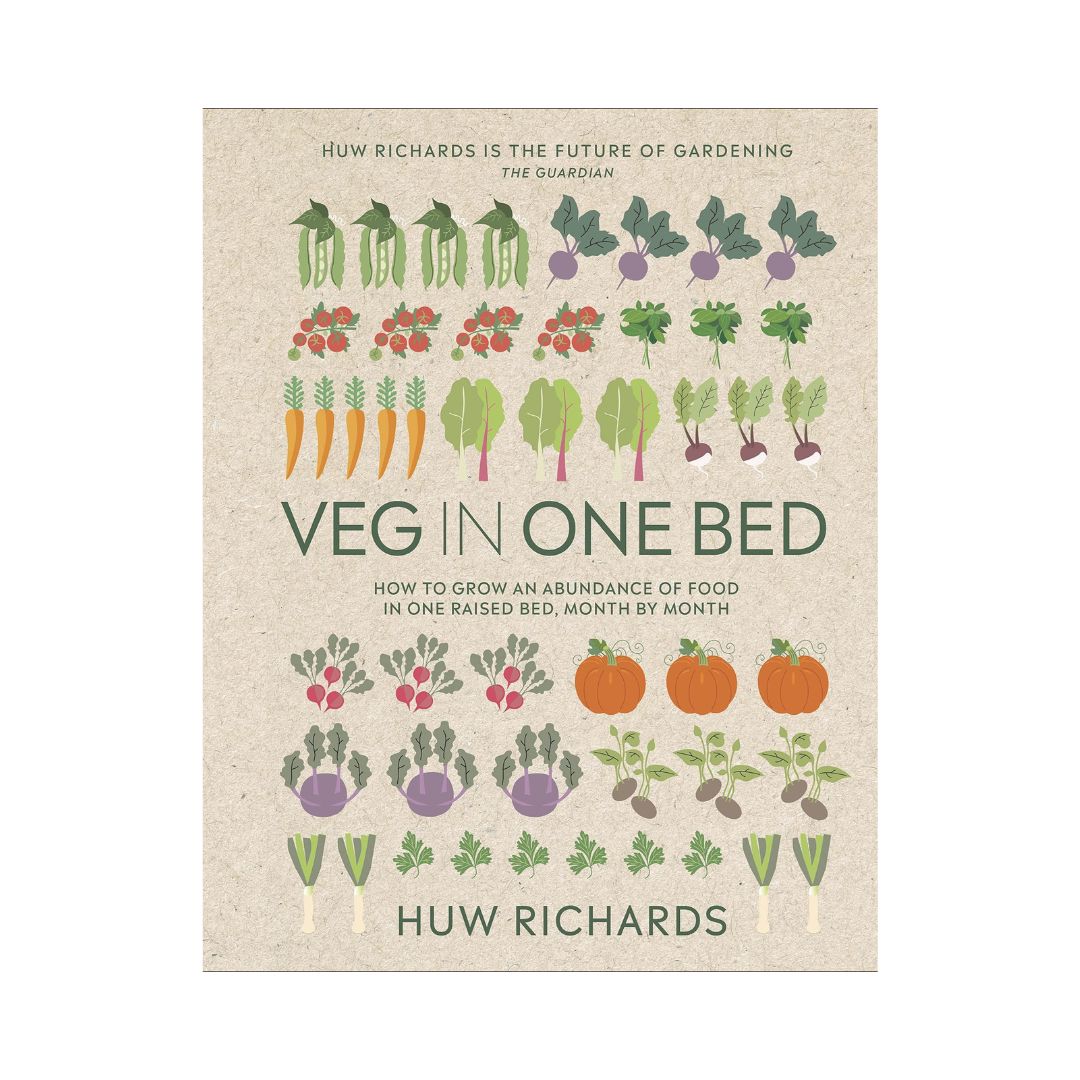 Grow food in one raised bed book by Huw Richards gardening guide