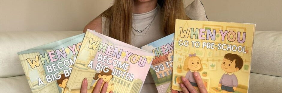 Shelly Lawson holding selection of children's books from the When You Series