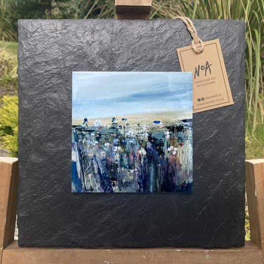 Wild Flowers ceramic tile print by NOA Art, slate mounted