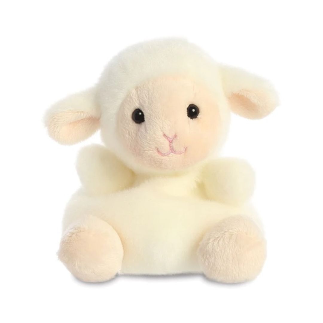 Palm Pal Plush happy face toy white lamb