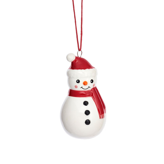 SNOWMAN CERAMIC HANGING DECORATION