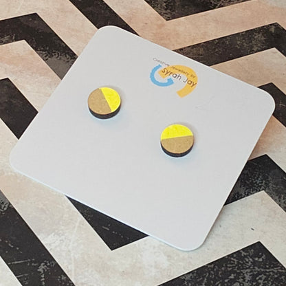 Geo Blok geometric stud earrings hand painted laser cut MDF shapes