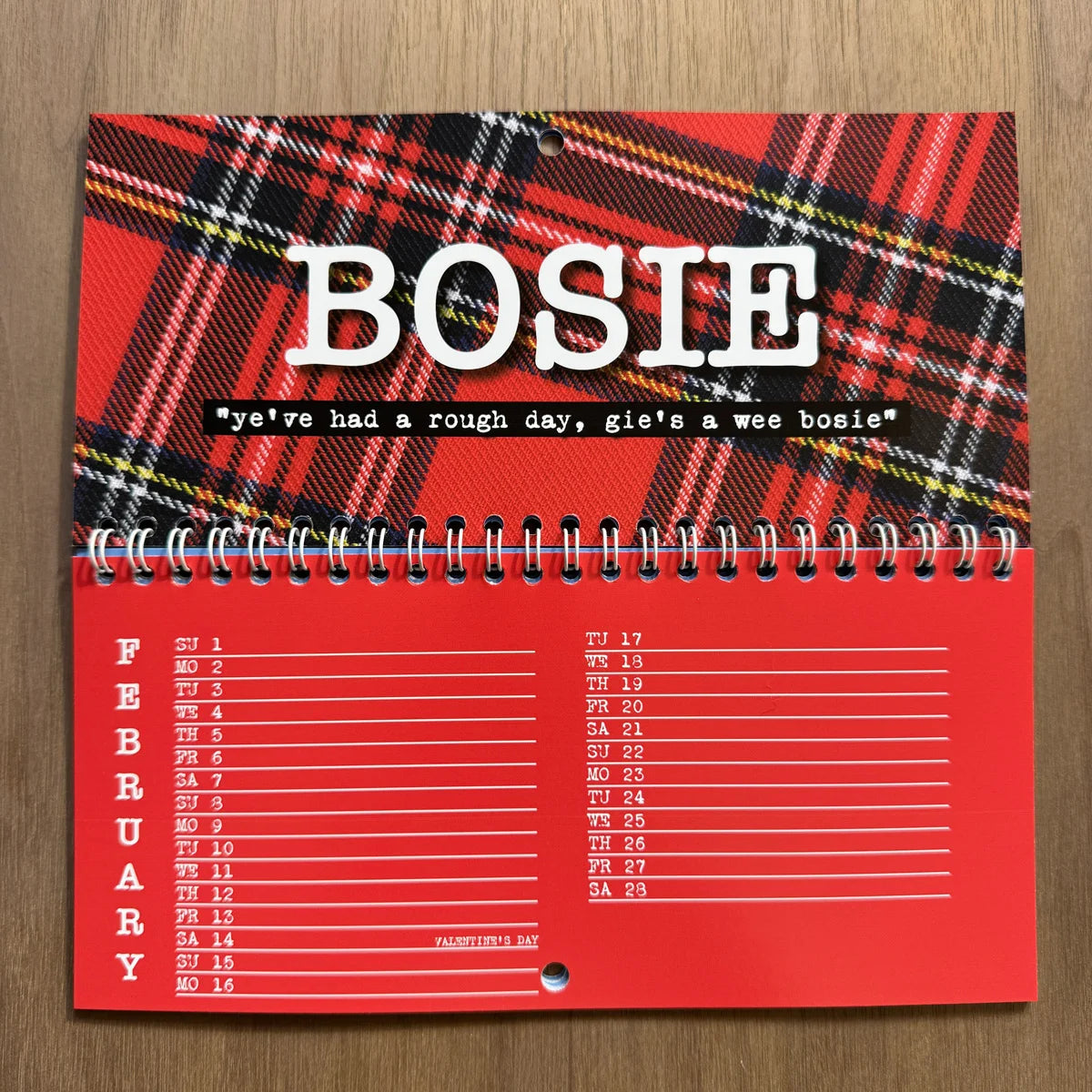 DL-sized Hiya Pal Scottish Banter 2026 calendar featuring colourful Scottish words, one per month.
