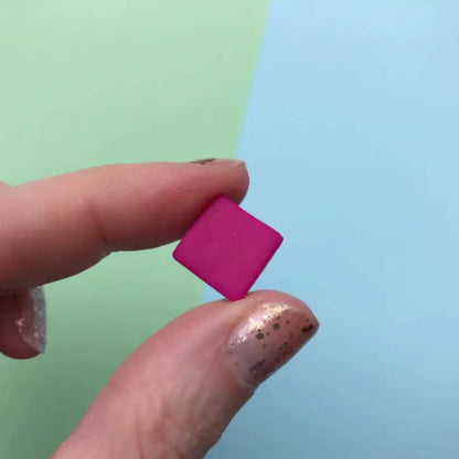 HOT PINK SQUARE STUDS