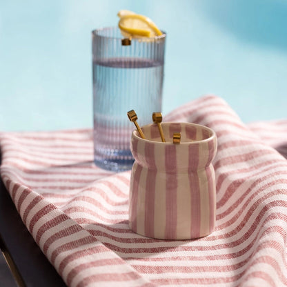 CABANA STRIPED CERAMIC CANDLES