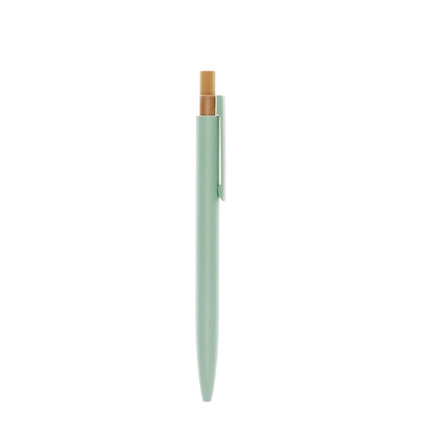 Eco-friendly retractable ballpoint pen with recycled aluminium, bamboo pusher, 1mm blue ink, sustainable office stationery