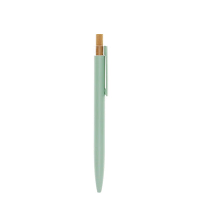 Eco-friendly retractable ballpoint pen with recycled aluminium, bamboo pusher, 1mm blue ink, sustainable office stationery