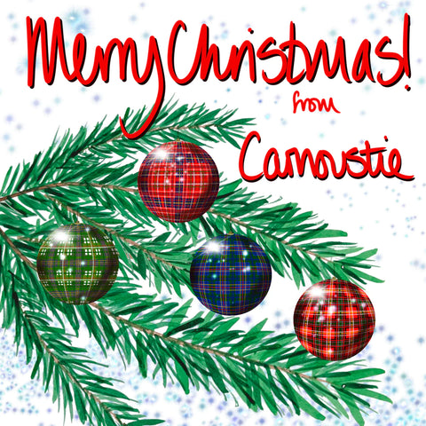 MERRY CHRISTMAS FROM CARNOUSTIE - BAUBLES CARD