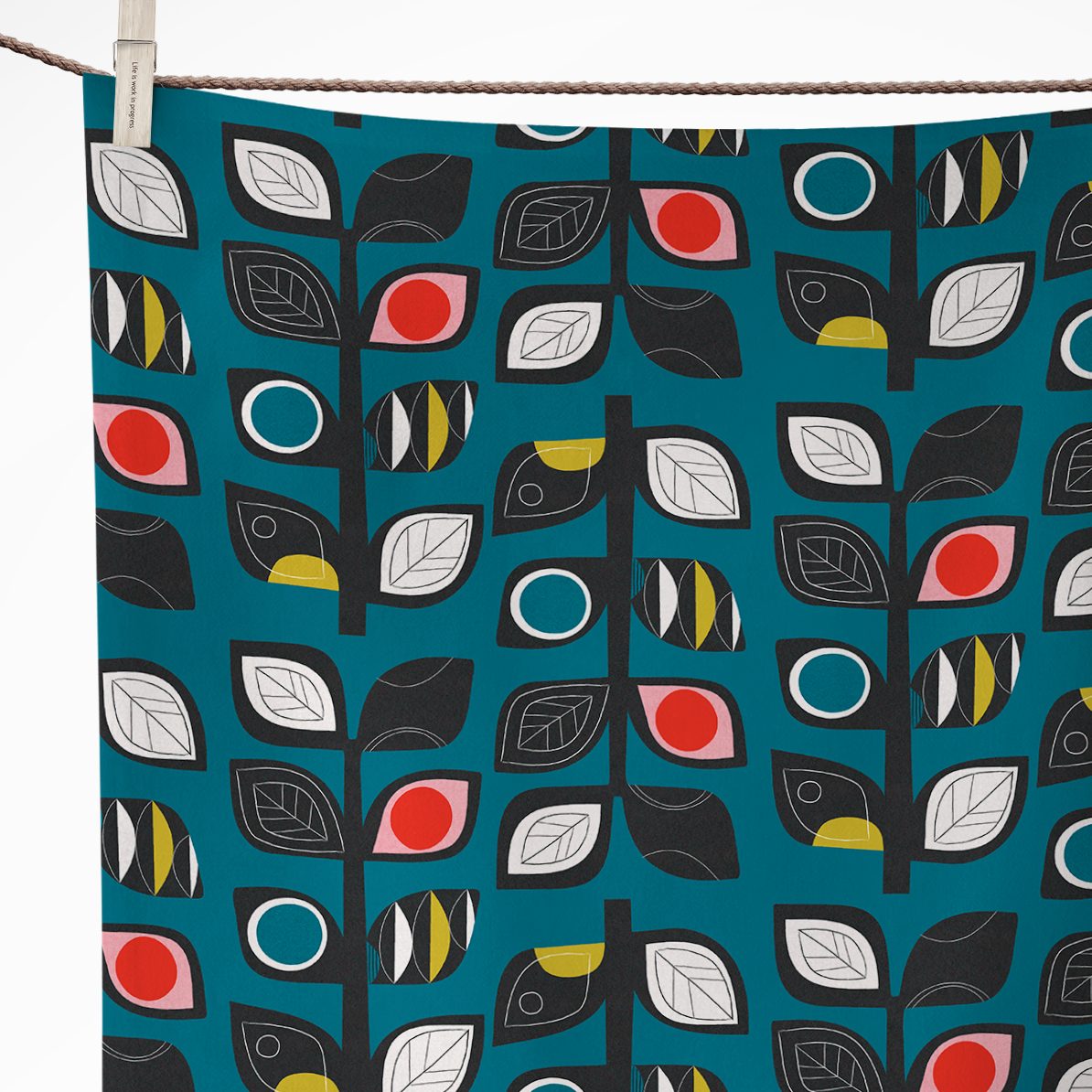 MIDCENTURY MODERN FLORAL TEA TOWEL