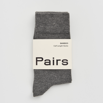 PAIRS Scotland Bamboo socks in Correct Grey highlighting their soft texture.