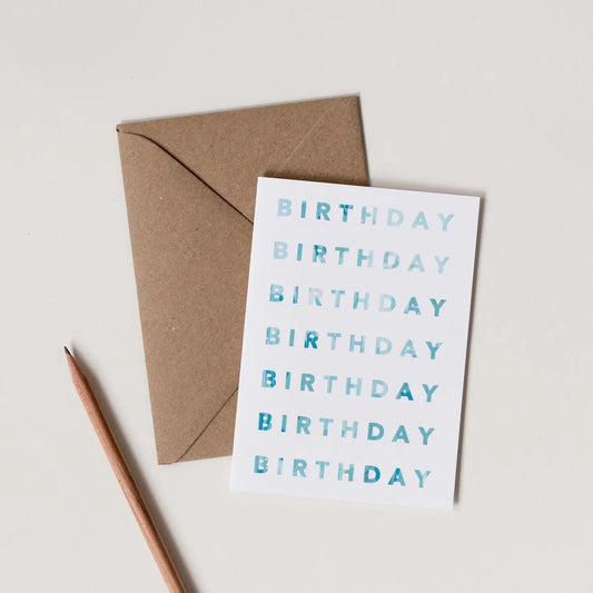 BLUE BLOCK LETTER BIRTHDAY CARD