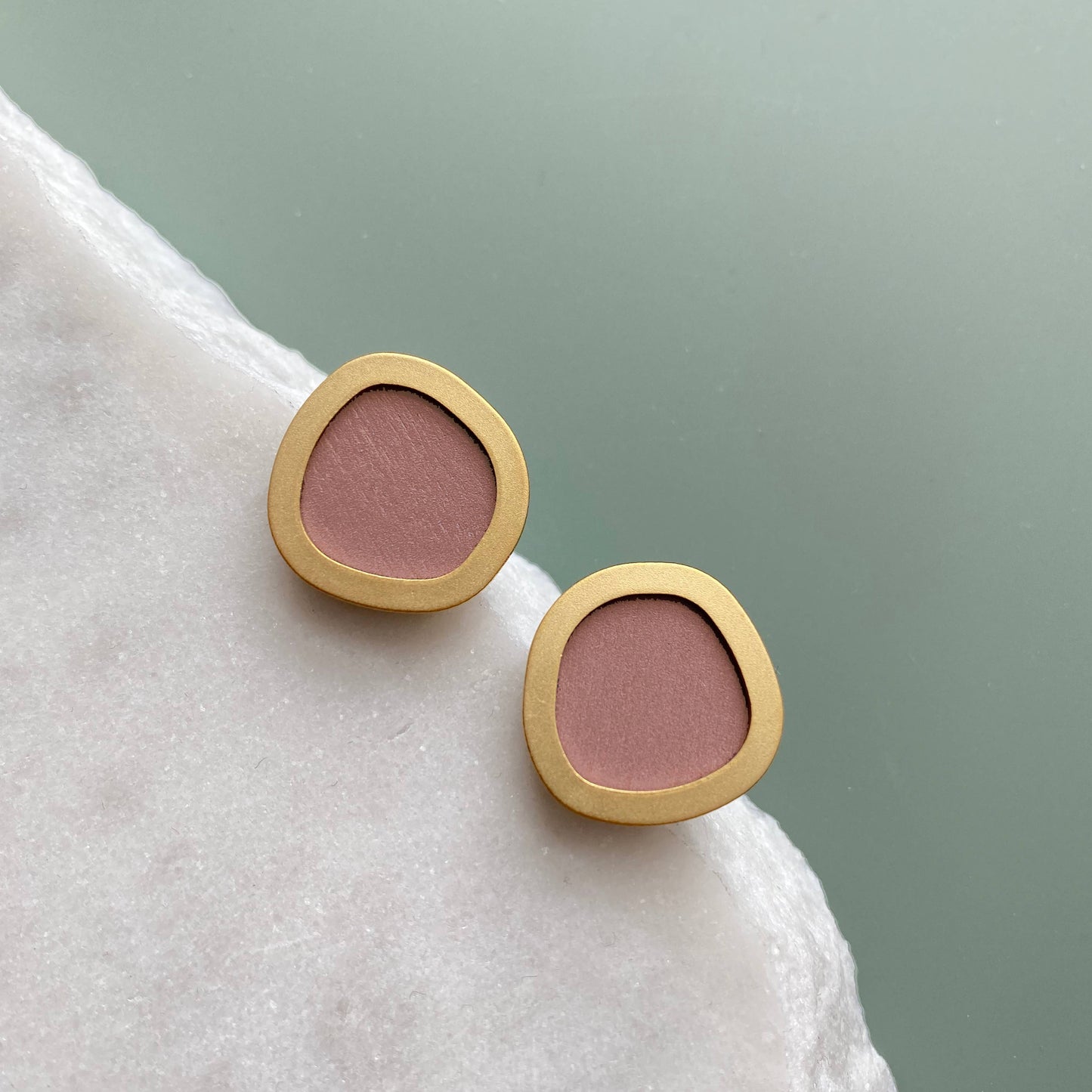 Coloured and gold circle stud earrings with nickel-free silver-plated posts, 1.5cm