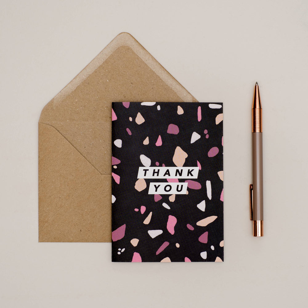 BLACK TERRAZZO THANK YOU CARD