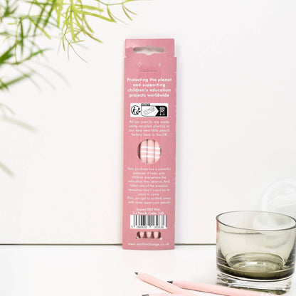 EDIT pink pencil sleeve with 3 recycled graphite pencils made from CD cases, eco-conscious and beautifully packaged