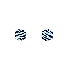 BLACK + WHITE MINI HEXAGON ZEBRA PRINT STUDS