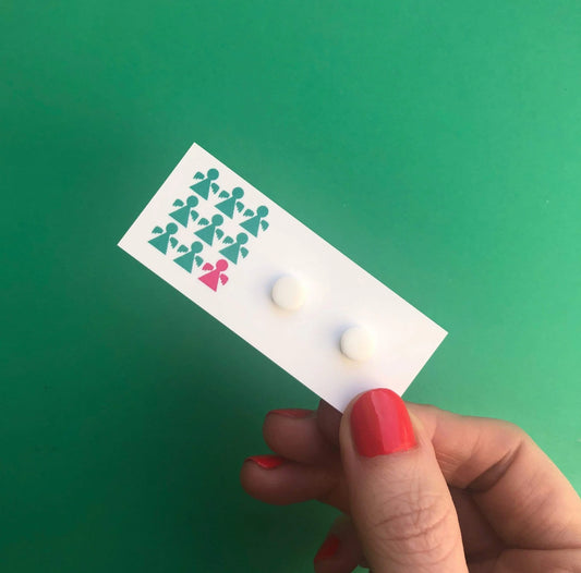 WHITE MINI CIRCLE STUDS