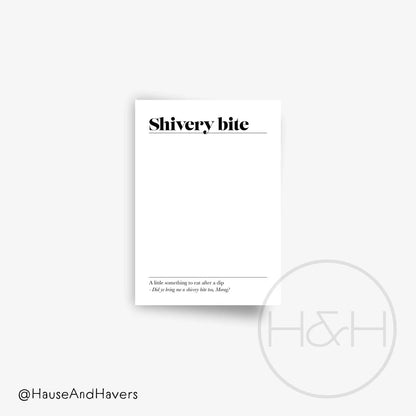 Shivery Bite Scottish swim card by Hause & Havers – nostalgic wild swimming design printed in Edinburgh, perfect for outdoor swimmers.