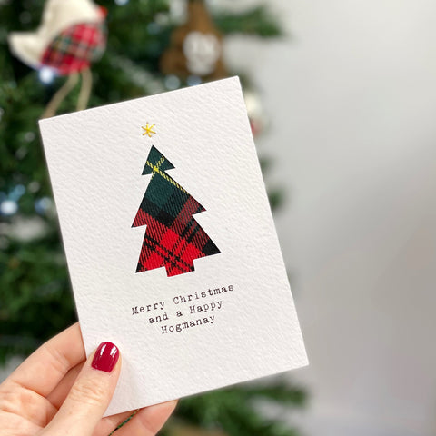 CHRISTMAS TREE HAND STITCHED CARD